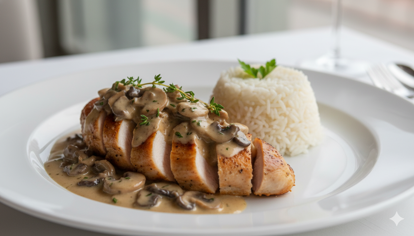 Pollo en Salsa de Hongos